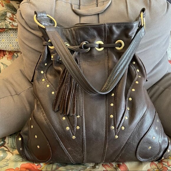 BULGA Y2K Schiaparelli's Butterfly Autumn 2007 Brown Leather Shoulder Bag - Picture 11 of 15